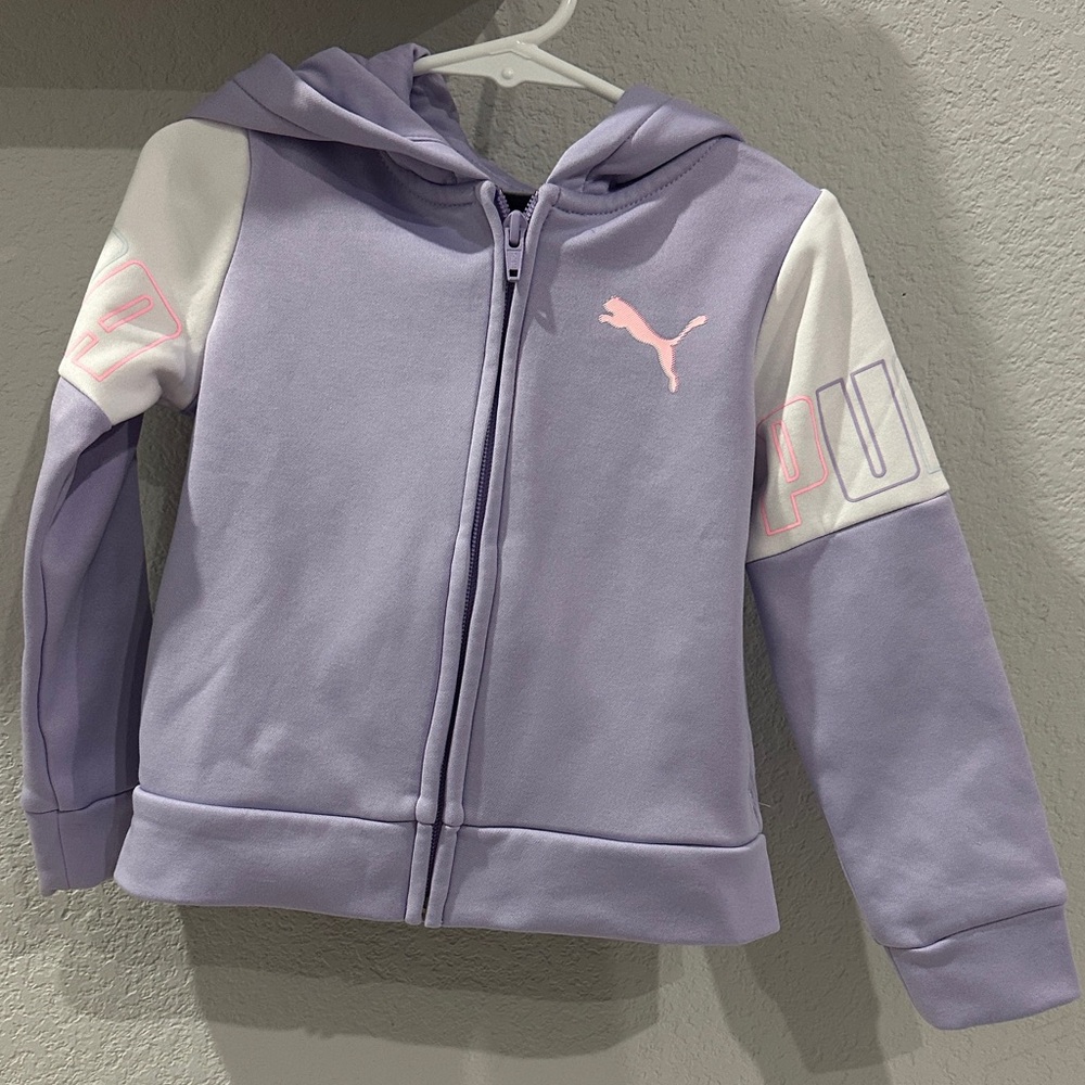 Puma Kids 2T Purple Hoodie with Pink Logo